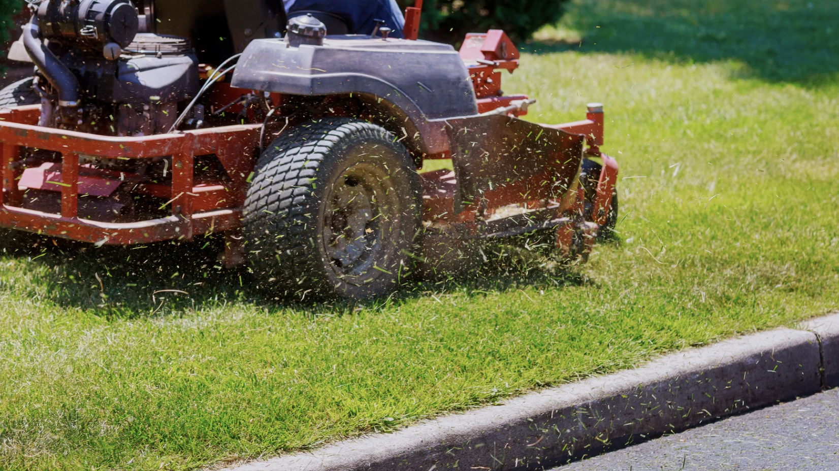 Lawn mower on a freshly cut Pittsburgh lawn